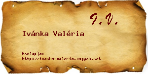 Ivánka Valéria névjegykártya